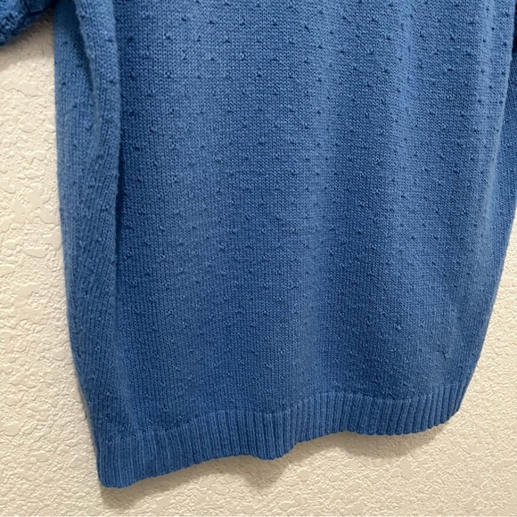 Womens Blue Short Sleeve Crochet Boho Beach Top Blouse Size L - Picture 6 of 8